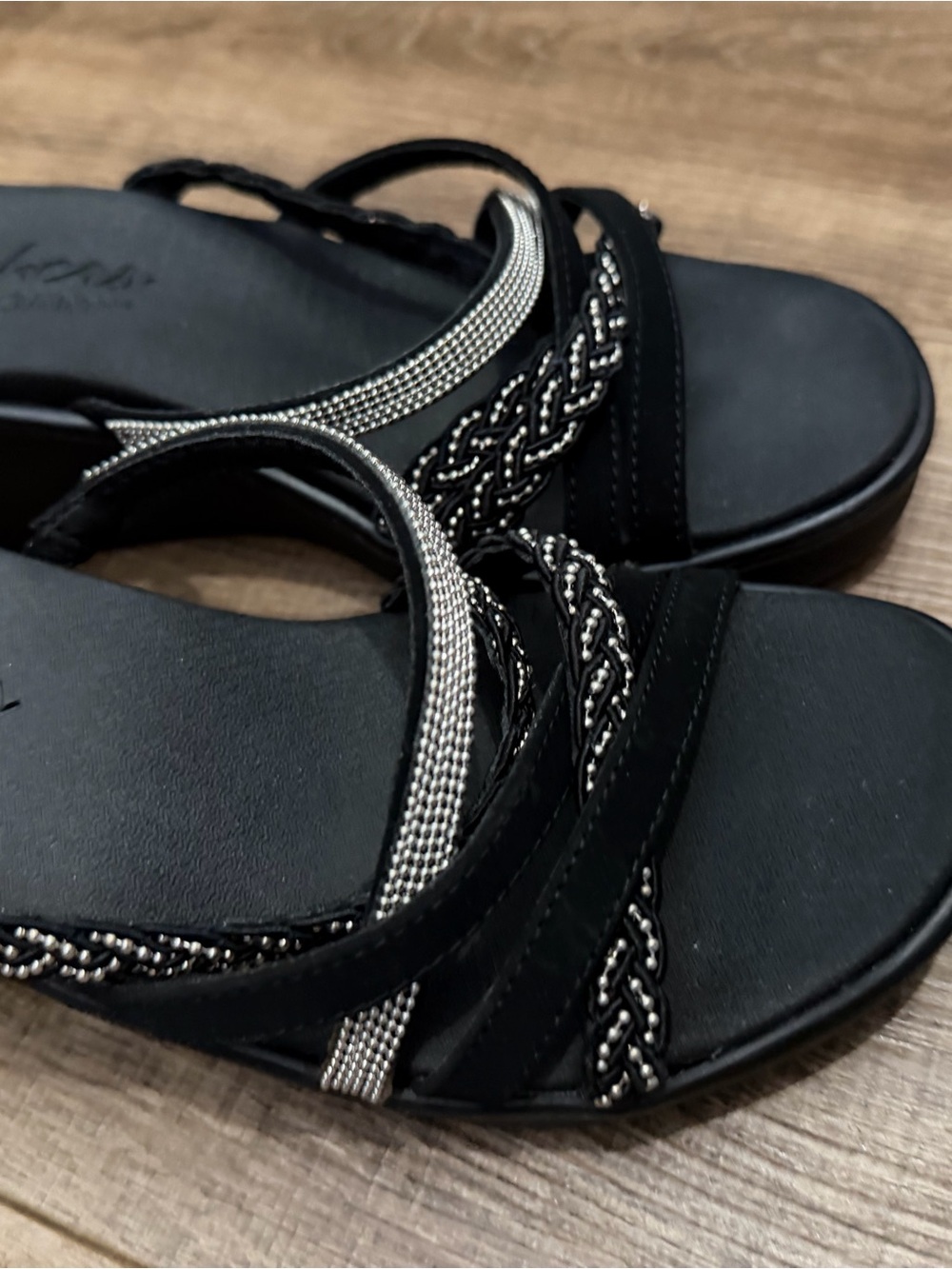 Black Embellished Women's Sandals - Sketchers size 7